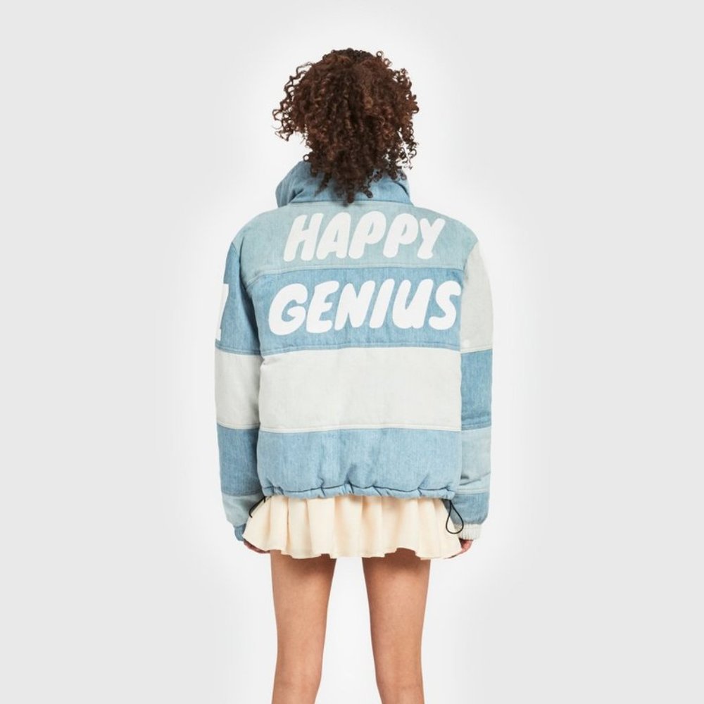 It's All Wild Happy Genius Denim Puffer Jacket